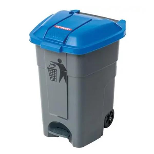 CONTENEDOR 50 litros PEDAL y TAPA AZUL RECICLAJE  -ARAVEN-