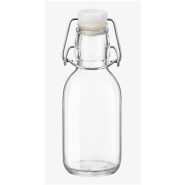 BOTELLA DE CRISTAL CUAD. 0,25 l. TAPON GASEOSA "EMILIA" -BORGONOVO-