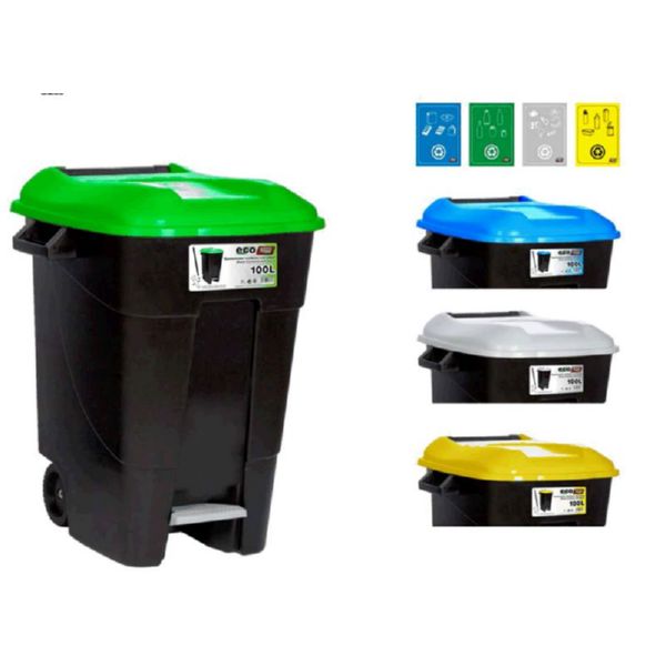 CONTAINER KA 80 l. + PEDAL NEGRO t/verde TAYG