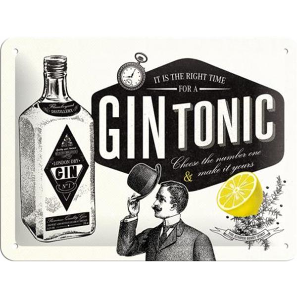 PLACA DE METAL 15x20 cm. "GIN TONIC" N.A.